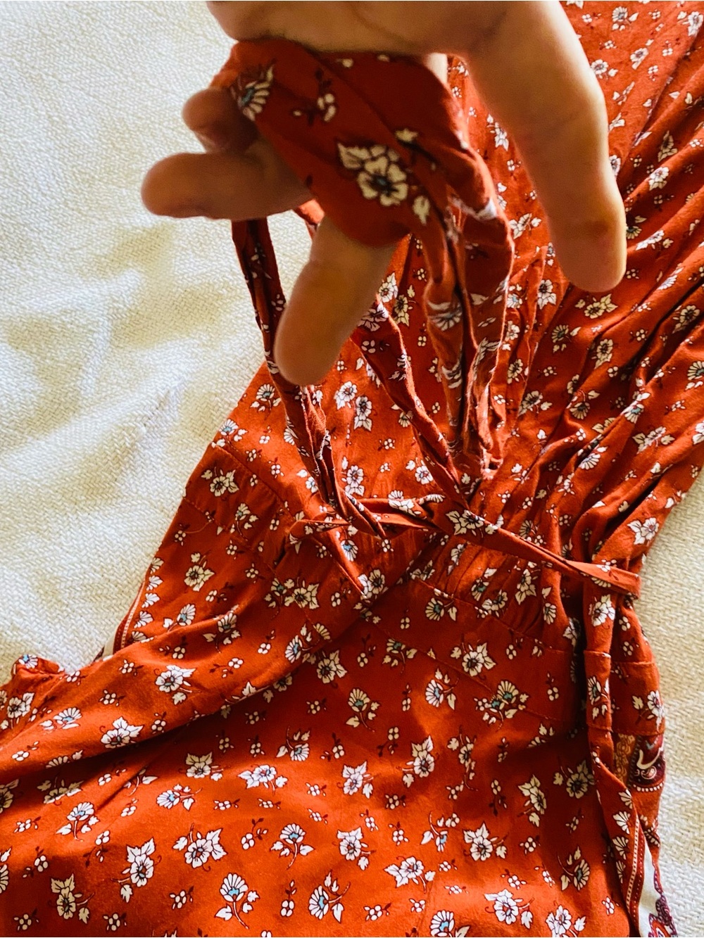 Boho Rust Floral Wrap Maxi Dress - Picture 7 of 7